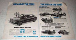 1978 Plymouth  Car Ad - Horizon, Fury Gran Coupe - $18.49