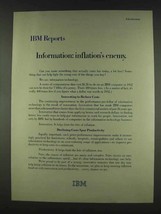 1978 IBM Computers Ad - Information Inflation's Enemy - $18.49