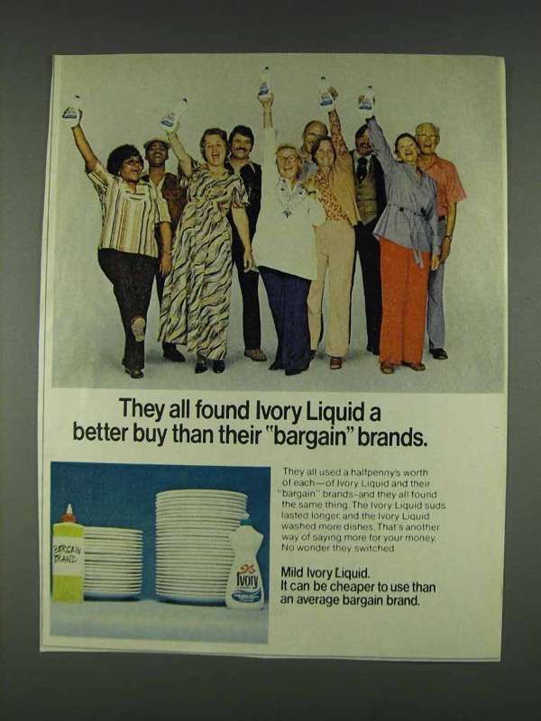 1978 Ivory Liquid Ad - Better Than Bargain Brands - $18.49