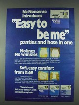 1978 No Nonsense Easy to Be Me Panties &amp; Hose Ad - £14.50 GBP