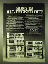 1979 Sony Cassette Decks Ad - Sony is All Decked Out - £14.44 GBP
