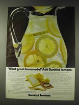 1978 Sunkist Lemons Ad - Want Great Lemonade? - $18.49