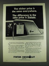 1978 Statum Chevrolet Ad - Sticker Price is the Same - $18.49