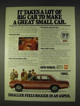 1978 Toyota Aspen Ad - It Takes a Lot of Big Car - £14.50 GBP