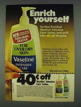 1978 Vaseline Intensive Care Lotion Ad - Enrich - £14.76 GBP