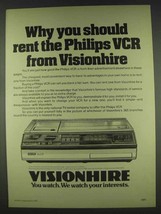 1978 Visionhire Philips VCR Ad - You Should Rent - $18.49