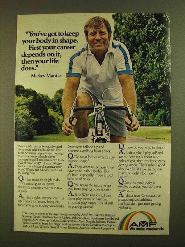 1979 AMF Bicycle Ad - Mickey Mantle - £14.78 GBP