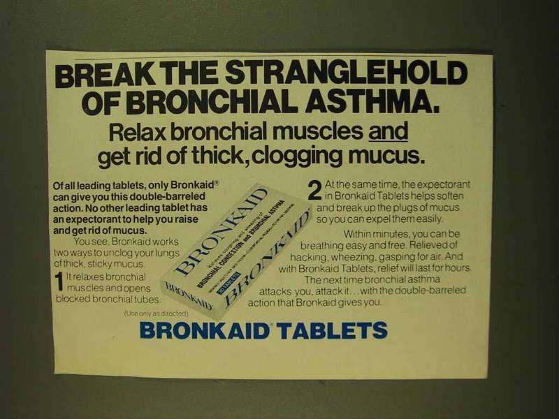 1979 Bronkaid Tablets Ad Break The Stranglehold 197079