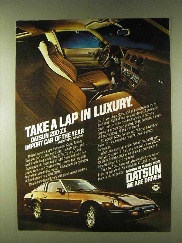 Primary image for 1979 Datsun 280-ZX Car Ad - Take a Lap in Luxury