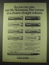 1979 Sheaffer No Nonsense Pens Ad - Choice of Colours - $18.49