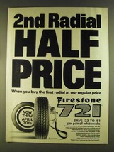 1980 Firestone 721 Tires Ad - 2nd Radial Half Price - $18.49