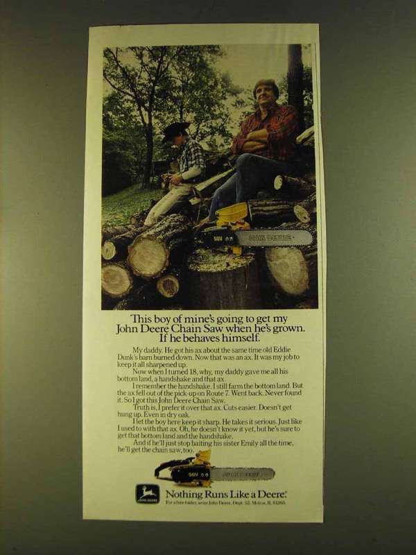 1980 John Deere Chain Saw Ad - This Boy of Mine's - £14.78 GBP