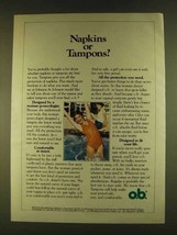 1980 Johnson &amp; Johnson O.B. Tampons Ad - Napkins? - £14.54 GBP