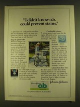 1980 Johnson &amp; Johnson O.B. Tampons Ad - Prevent Stains - $18.49