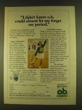 1980 Johnson &amp; Johnson O.B. Tampons Ad - Forget Period - $18.49
