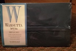 Wamsutta TWIN Flat Sheet Navy Blue- 250 Thread Count- UNOPENED - $15.19