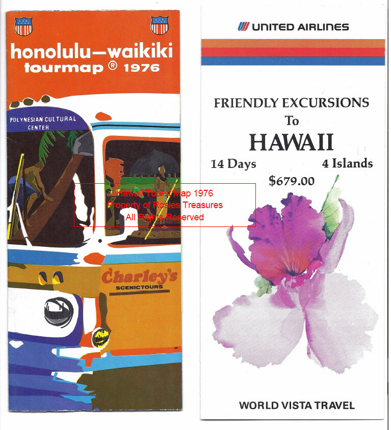 Hawaii Vintage Travel Map Tour 1976 Honolulu Waikiki Tour map no 61 - $24.99