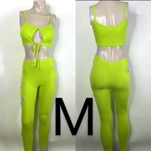 Green Sexy Open Cut-Out Details Crop Top and Matching Pants Set~ Size M - £38.01 GBP