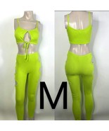 Green Sexy Open Cut-Out Details Crop Top and Matching Pants Set~ Size M - £38.23 GBP