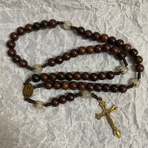 Catholic Rosary with black wood beads and ivory-white gemstone accents - £23.90 GBP