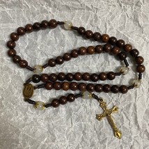 Catholic Rosary with black wood beads and ivory-white gemstone accents - £22.46 GBP