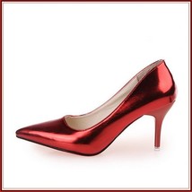 Mirror Red Metallic Stiletto Red Bottom Classic High Heel Pumps  image 1