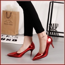 Mirror Red Metallic Stiletto Red Bottom Classic High Heel Pumps  image 3