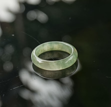 100% Real Natural Untreated Translucent Light Green Jadeite Jade Thin Ring 7.5 - £64.53 GBP
