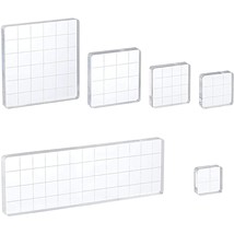 6 Pieces Acrylic Stamp Block Clear Stamping Tools Set With Grid Lines For Scrapb - £15.73 GBP