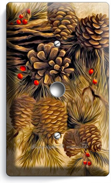 PINE CONES LIGHT DIMMER CABLE WALL PLATE COVER HOME WOOD CABIN RUSTIC ROOM DECOR