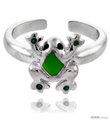 Sterling Silver Child Size Frog Ring, w/ Green Enamel Design, 3/8in  (10... - £20.63 GBP