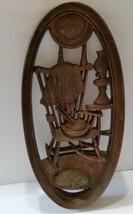 Burwood 1965 Rocking Chair Cat Sewing Oval Plastic Wall Plaque Decor 17.... - £25.55 GBP