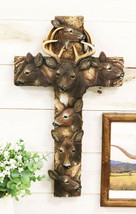 Rustic Western Wildlife Deer Stag with Antlers And Does Family Wall Cross Plaque - £26.72 GBP