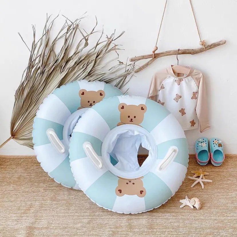 Korean Baby Swim Ring Tube Inflatable Toy Swmming Ring Seat for Kid Cartoon Bear - £23.00 GBP