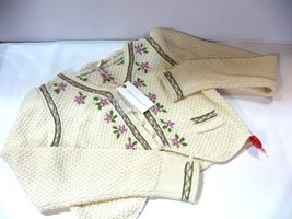 NWT Womens LoveShackFancy Flynn Crop Cardigan Sweater Purple Flower $495 LARGE - £195.91 GBP
