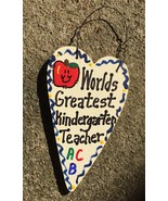 Teacher Gifts 3011 Worlds Greatest Kindergarten Teacher Long Heart Wood - £1.53 GBP