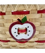 Handmade Basket Apple Delight Black Wire and Red Wood Handle Apple Adorn... - £35.09 GBP
