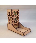 Gears Dice Tower &amp; Tray Neon Green Acrylic Window COMPACT DESIGN Laser C... - $41.66 CAD