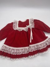 Bryan Infant Girl&#39;s Red Christmas Dress White Lace Rose Bow Size 24 Months - $17.09