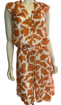 Ann Taylor LOFT Women&#39;s Sleeveless Silk Dress Orange/White Size 10 - £15.00 GBP