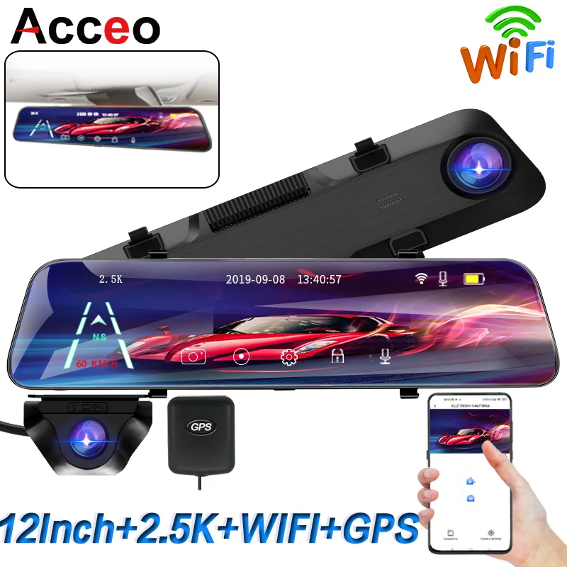ACCEO A38 12 Inch Touch Screen WIFI Car Room Mirror Video Recorder Dash Cam For - £70.57 GBP+