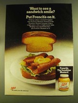 1980 French's Mustard Ad - See a Sandwich Smile - £14.48 GBP