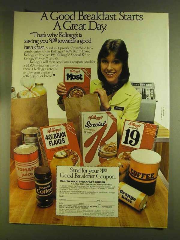 Primary image for 1980 Kellogg's Cereal Ad - Product 19, Most, Special K
