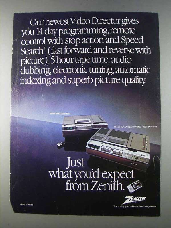 1980 Zenith 14 Day Programmable Video Director Ad - £14.58 GBP