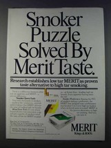 1980 Merit Cigarettes Ad - Smoker Puzzle Solved - $18.49