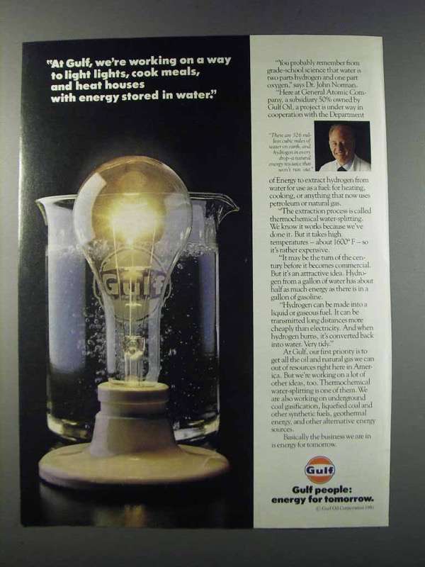 1981 Gulf Oil Ad - Way to Light Lights, Cook Meals - £14.55 GBP