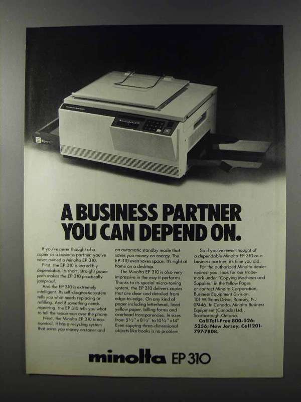 1981 Minolta EP310 Copier Ad - A Business Partner - $18.49
