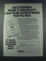 1981 MONY Mutual of New York Ad - A Disability - £14.60 GBP