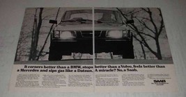 1980 Saab 900 GLE Car Ad - It Corners Better Than a BMW - £14.48 GBP
