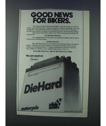 1981 Sears DieHard Motorcycle Battery Ad - Good News - £14.78 GBP